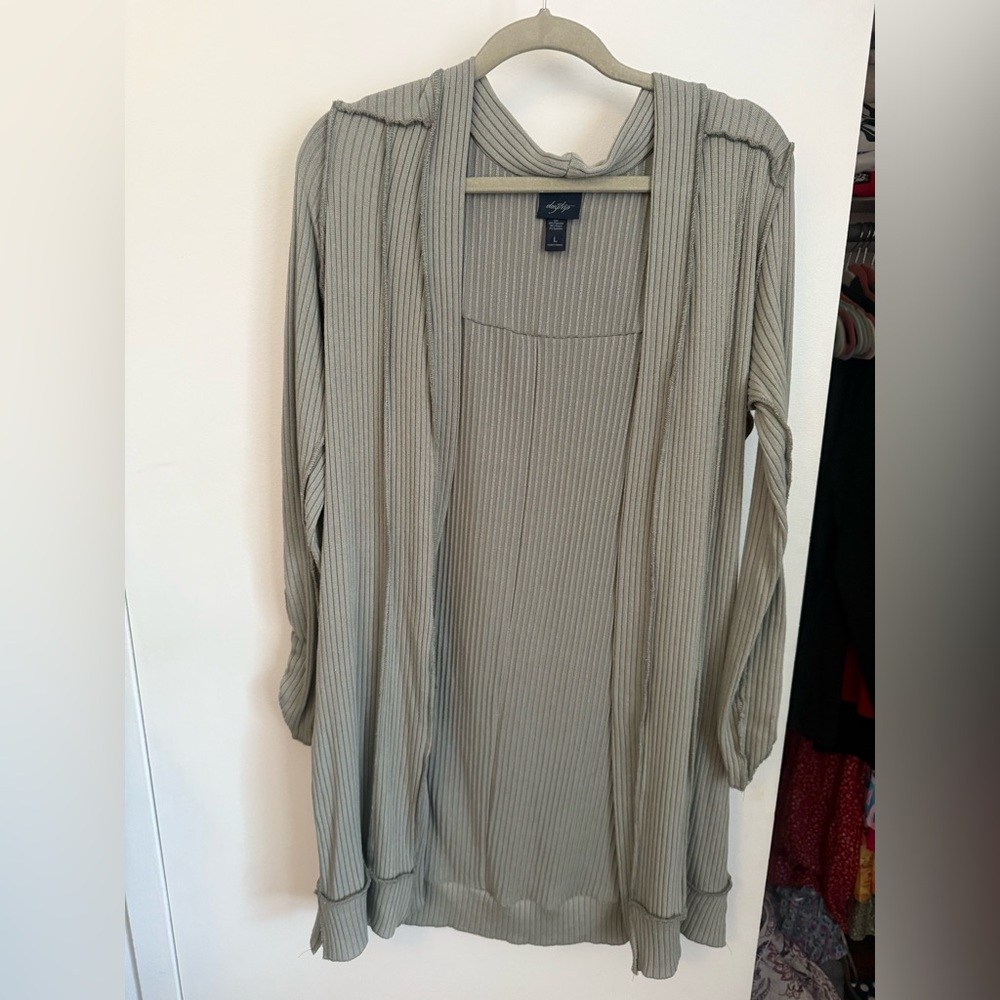 Daytrip Olive Ribbed Open Cardigan